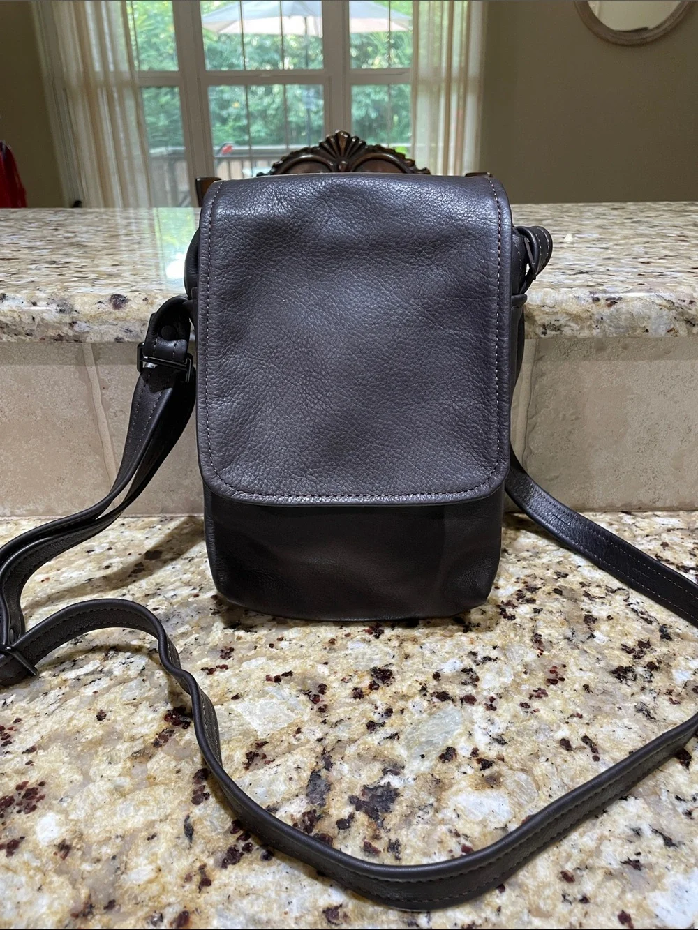 STICKMAN LEATHER Dark Brown Leather Messenger Crossbody